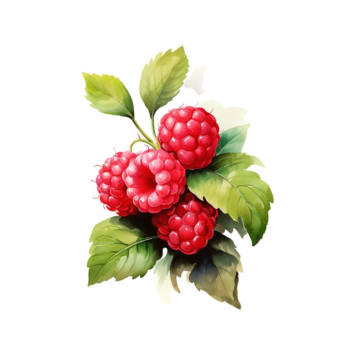 Set 5 bucati, Sticker decorativ, Fructe de zmeur, Rezistent la apa, NO12323, 6 cm, Multicolor