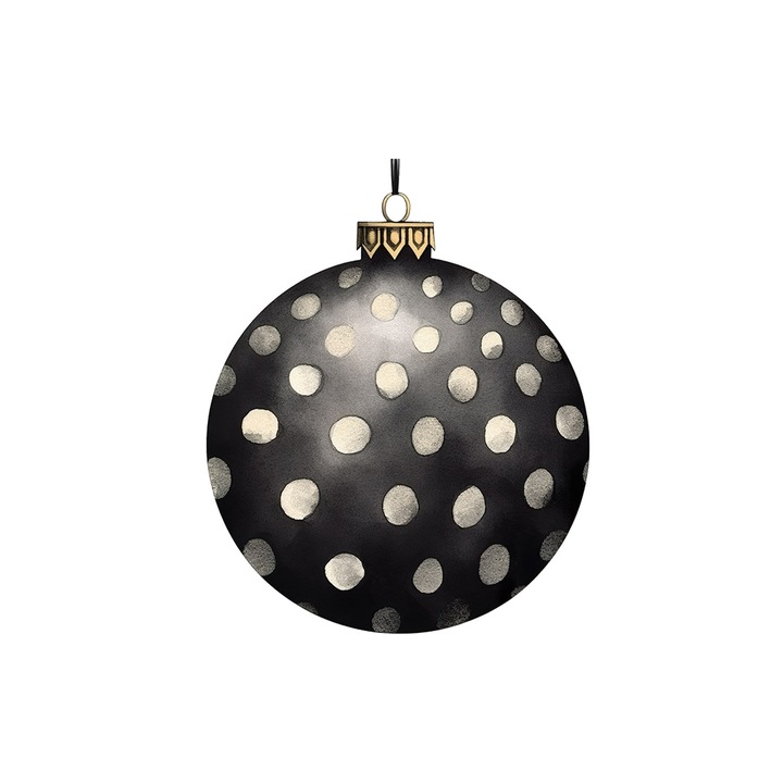 Set 5 bucati, Sticker decorativ, Glob negru cu buline, Rezistent la apa, NO15255, 6 cm, Multicolor
