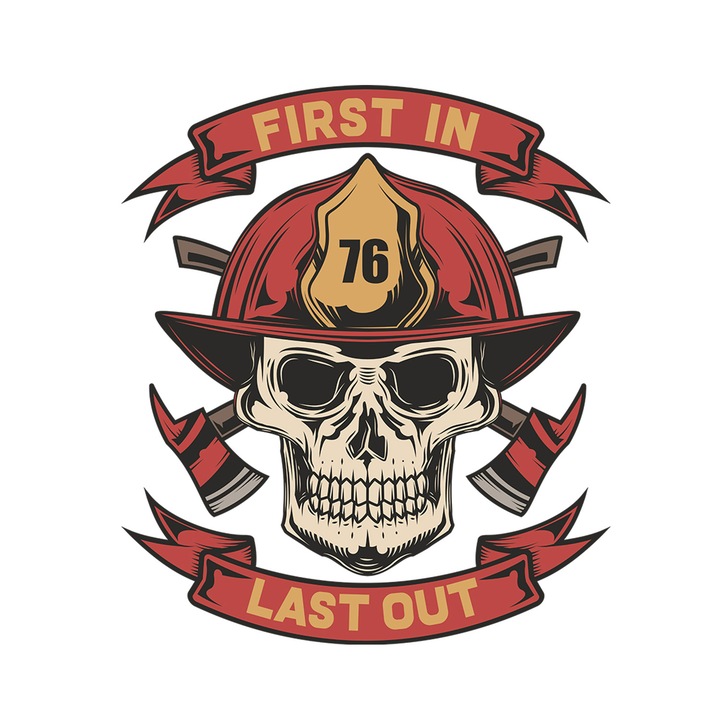 Set 5 bucati, Sticker decorativ, First in last out, Rezistent la apa, NO11121, 6 cm, Multicolor