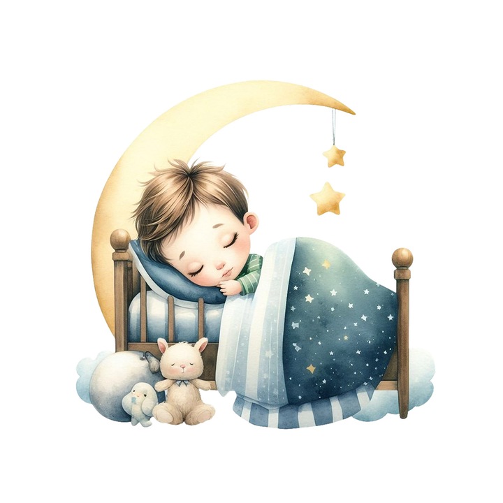 Set 5 bucati, Sticker decorativ, Noapte buna Denis, Rezistent la apa, NO13580, 6 cm, Multicolor