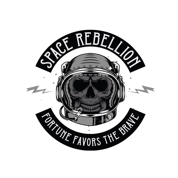 Set 5 bucati, Sticker decorativ, Space rebellion fortune favors the brave, Rezistent la apa, NO16468, 6 cm, Multicolor