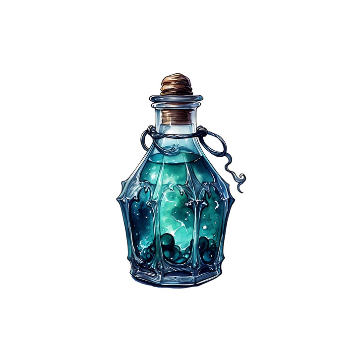 Set 5 bucati, Sticker decorativ, Sticla cu potiune magica, Rezistent la apa, NO13212, 6 cm, Multicolor