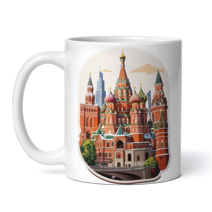 Керамична чаша, Червен площад Москва Сити, NO8576, 330 ml, многоцветна