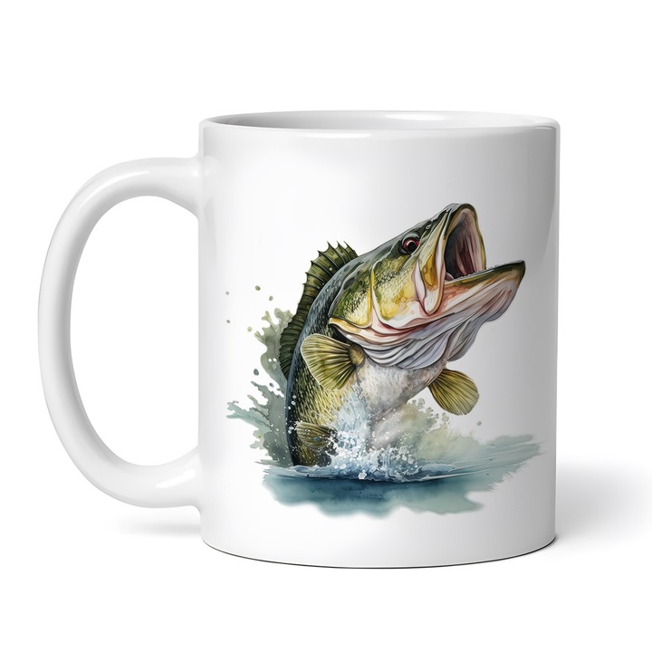 Керамична чаша, Риба, излизаща от водата, NO969, 330 ml, Многоцветна
