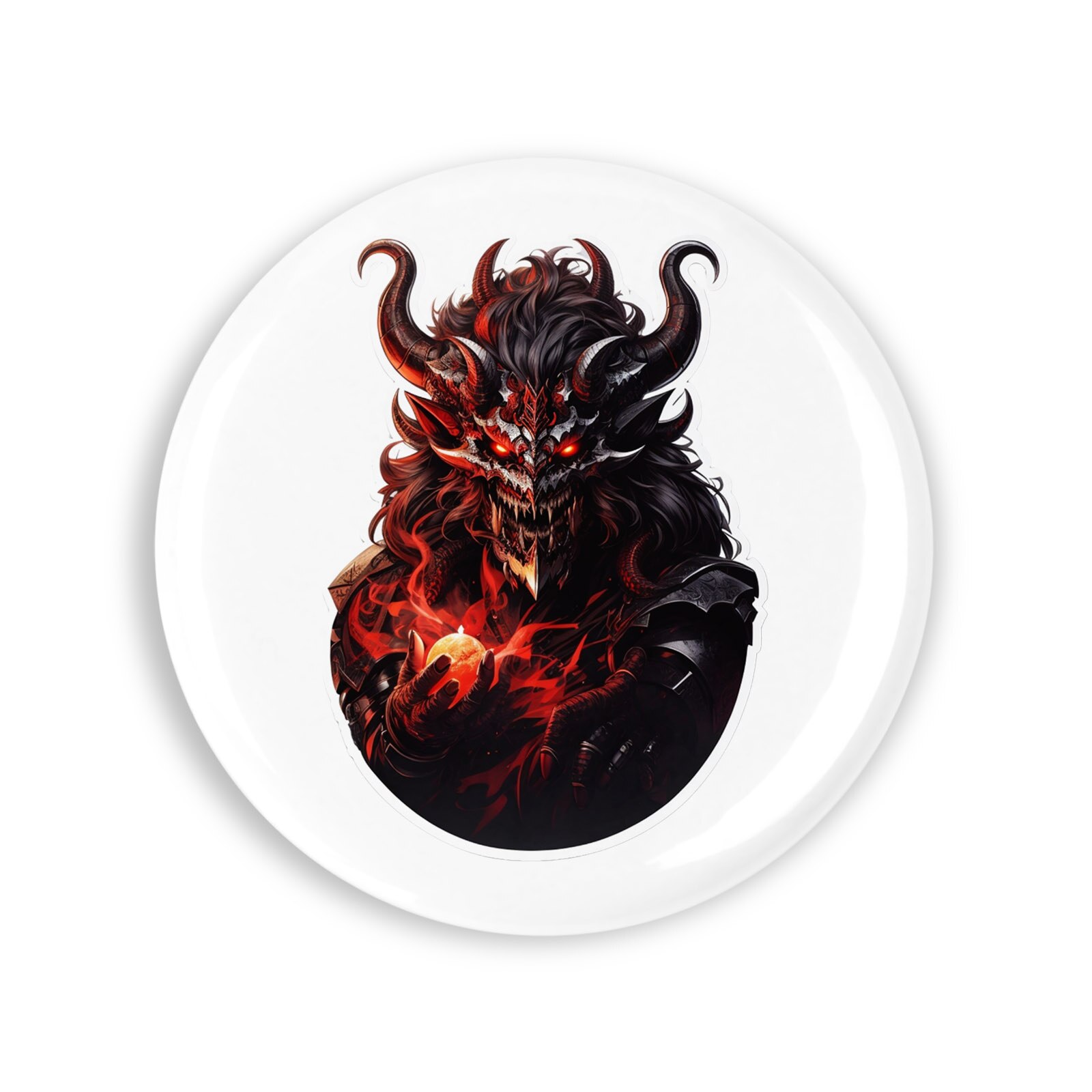 signe様 Set 4 insigne, Demonul Asmodeus cu colti, NO7695, Metal, 44 mm