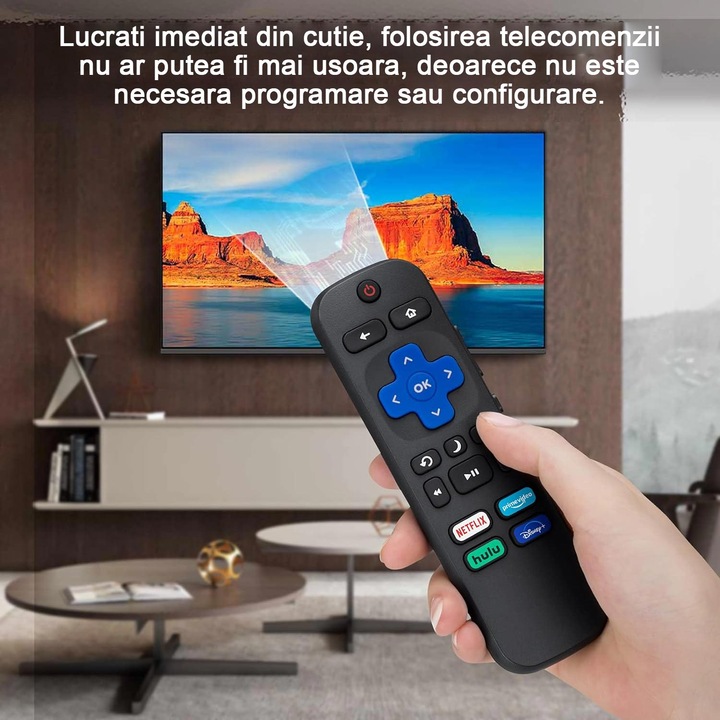 Telecomanda de schimb, pentru TCL/Hisense Roku/Onn Roku/Sharp Roku/Element Roku/Westinghouse Roku/Philips Roku, Negru