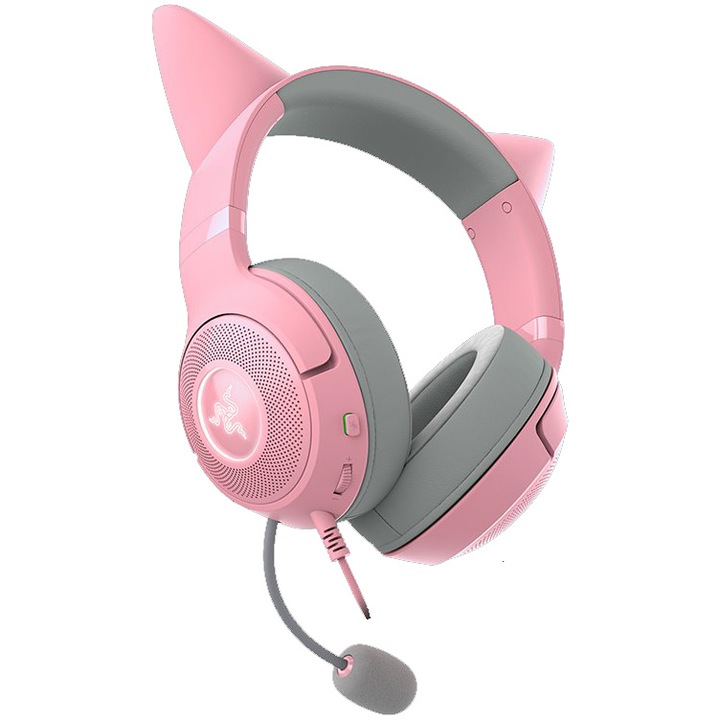 Слушалки Gaming Razer Kraken Kitty V2, USB Type A, Quartz Edition