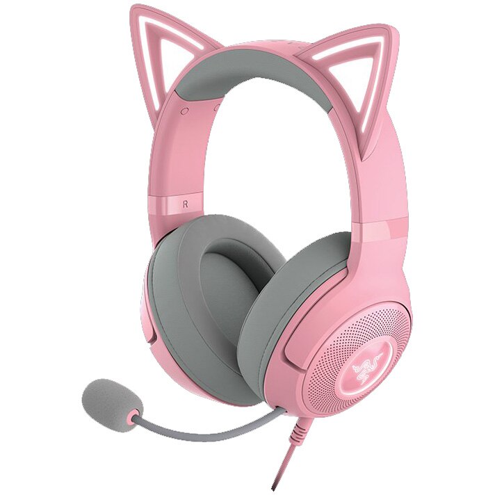 Casti gaming Razer Kraken Kitty V2, USB Type A, Quartz Edition