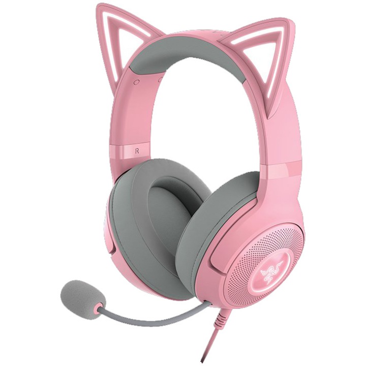 Слушалки Gaming Razer Kraken Kitty V2, USB Type A, Quartz Edition