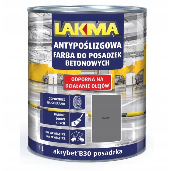 Боя за бетонни подове Lakma, Akrybet B30, Сива, 1л