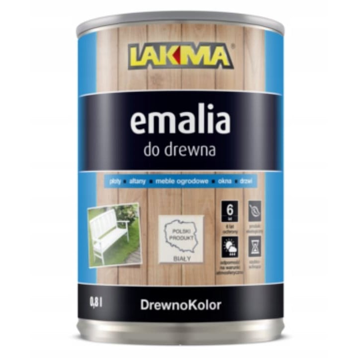 Email acrilic pentru lemn, LAKMA, Alb, 0.8L