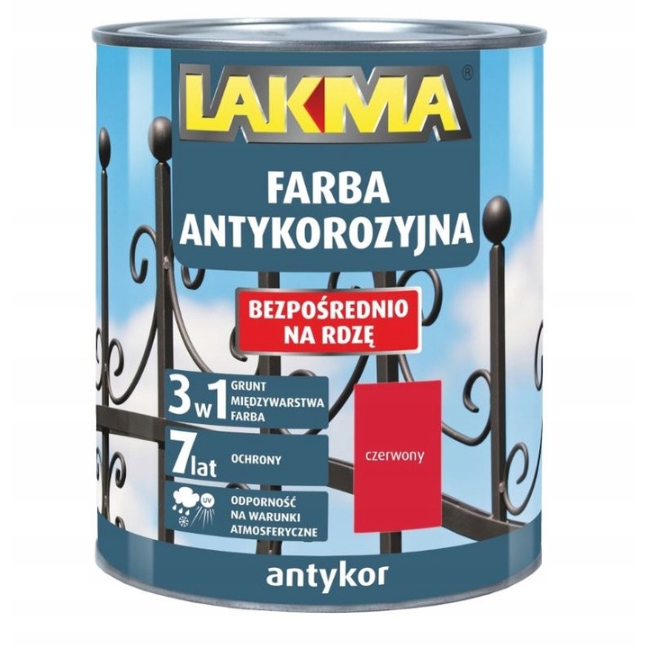 Боя, Лакма, ANTYKOR RUST, 3в1, Червено, 0.75л