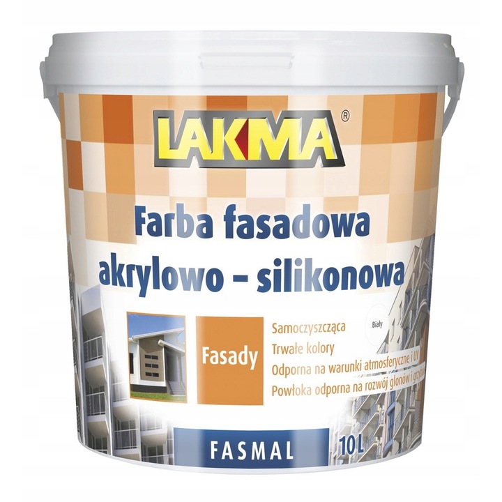 Vopsea emulsie acrilica-siliconica pentru fatade, Lakma, Alb mat, 1 l