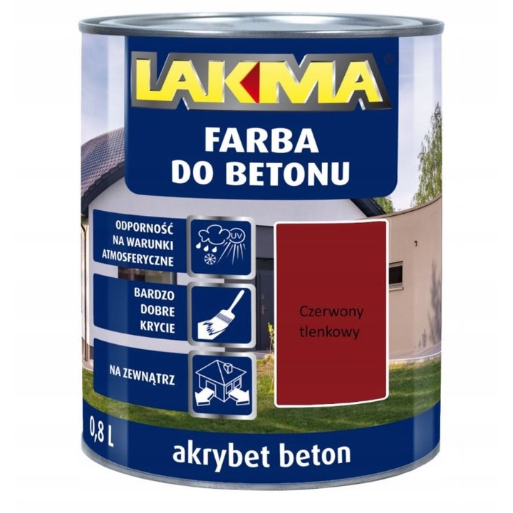 Vopsea pentru beton, Lakma, Akrybet, 0.8 l, Rosu