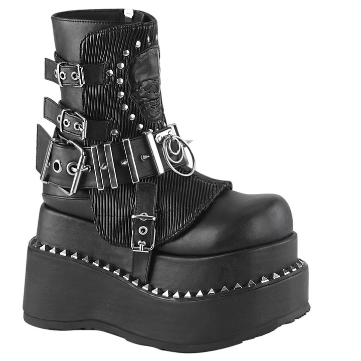 Botine dama, Pleaser, Piele Naturala, Negru/Argintiu, Multicolor