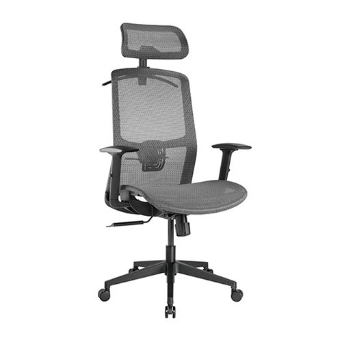 Scaun de birou ergonomic Kring Otto, tetiera reglabila, cotiere 2D, Gri