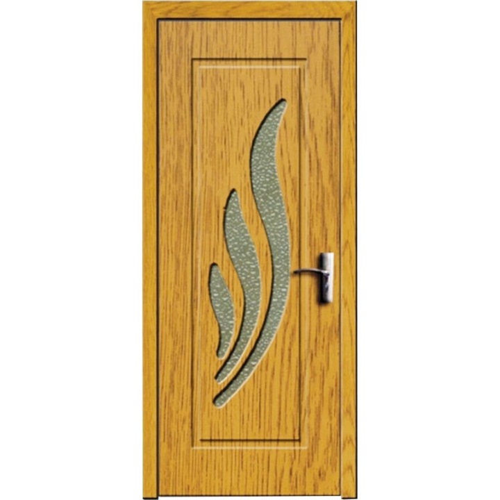 Usa Interior din Mdf Novo Doors ND310H, 200X80 CM, Geam Sablat, Cadru din Lemn Masiv, Kit complet, Toc Reglabil de 30 CM inclus, Plinta pe Ambele Parti, Stejar deschis