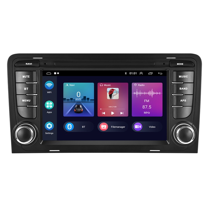 Navigatie Android 2gbRam Carplay Audi A3 S3 2003-2013, gps, wifi, bluetooth, android auto