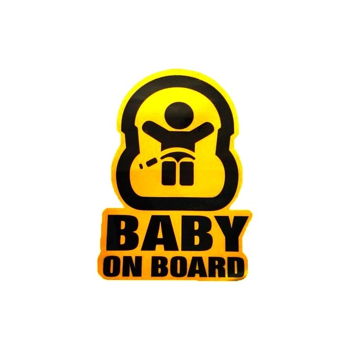Светлоотразителен стикер за кола със съобщение "BABY ON BOARD".