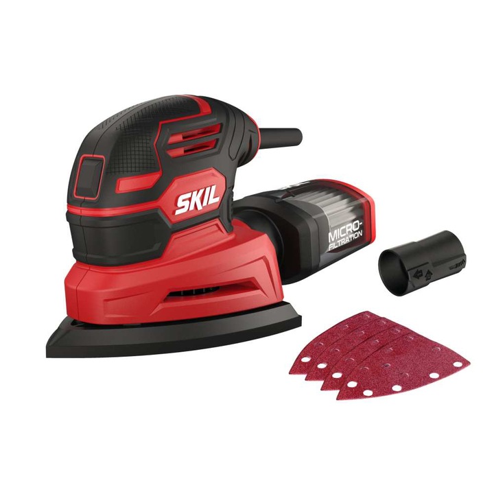 Мултишлайф SKIL 7260AA, 100W, 4 бр. Шкурки, Ниски нива на шум и вибрации, Адаптер за прахосмукачка, Кутия за прах с микрофилтрация