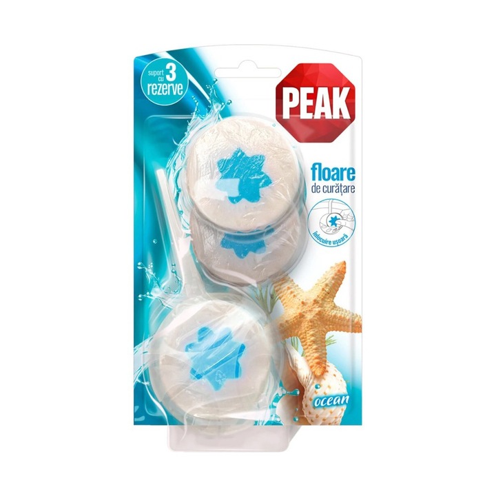 Set 3 x 3 Aparat Floare de Curatare Peak WC, Ocean, 45 g