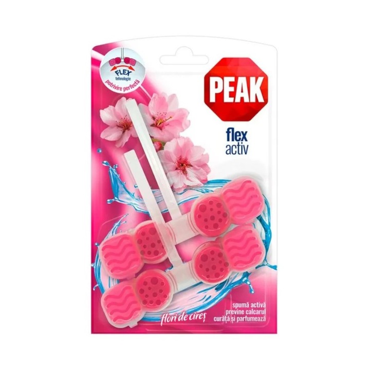 Set 5 x 2 Odorizante Peak WC Flex Activ, Flori de Cires, 48 g