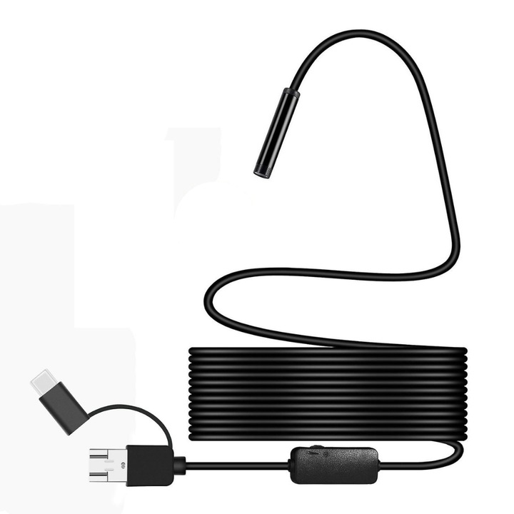Camera inspectie alimar- endoscop, 3.5m, 6 led-uri, pentru Android sau PC, rezistent la apa si prafIP67