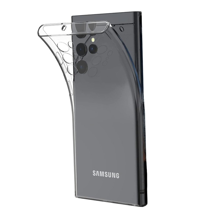 Силиконов капак, съвместим със Samsung Galaxy S24 Ultra, запазва оригиналността, прозрачен
