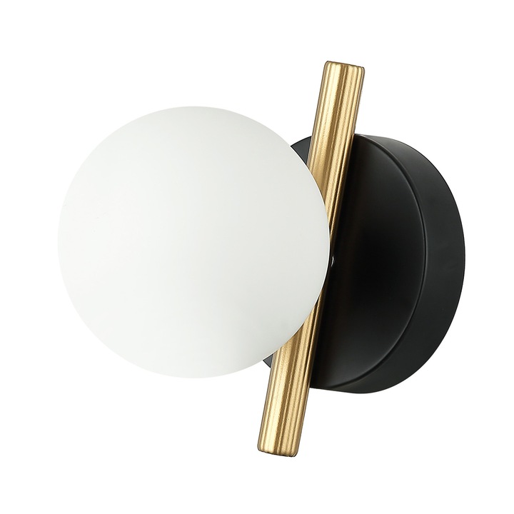 Стенна лампа Italux Reverso, черна, стъкло, 1XG9