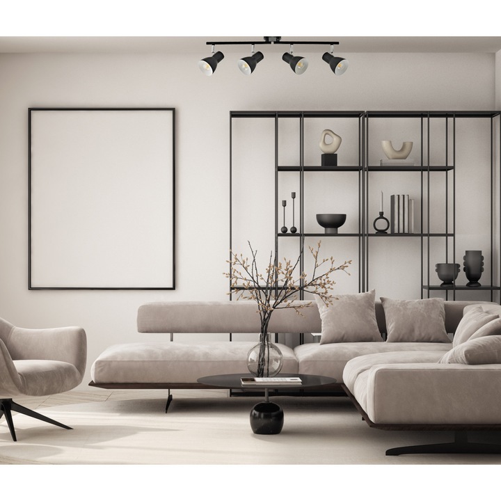 Плафон Italux Riado, черен мат, 4XE14, L.60 cm