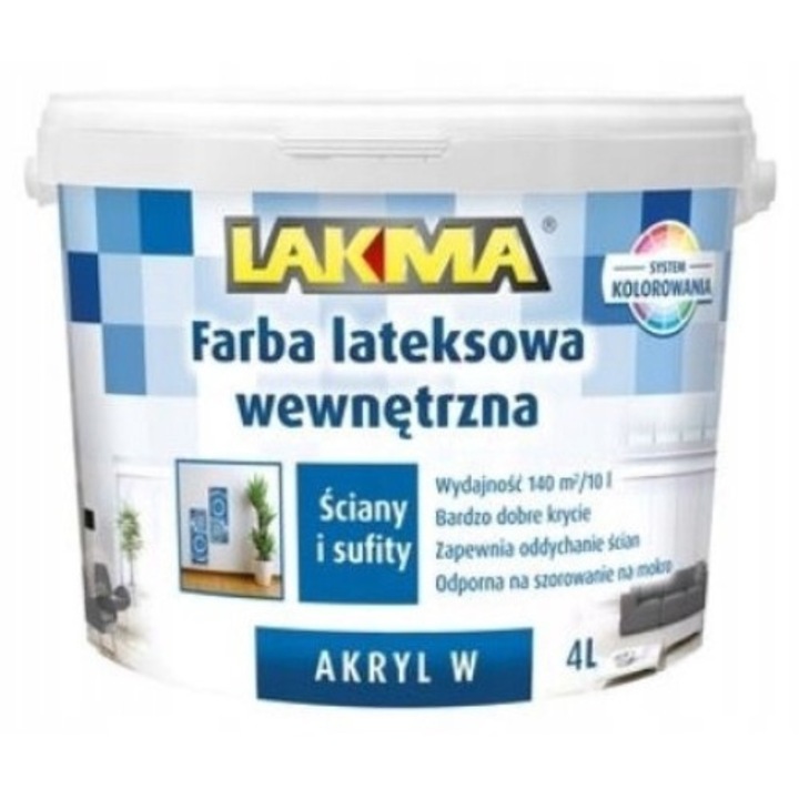 Vopsea latex, Lakma, alb, 4 L