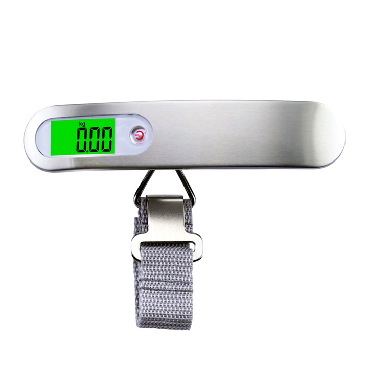 Poggyászmérleg, Zggzerg, hordozható, LCD-kijelző, nagy pontosságú digitális függő mérleg, több egységből álló átalakítás, sokféle alkalmazásra alkalmas, 50 kg/110 font, fehér