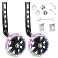 Set 2 roti ajutatoare pentru biciclete 12-20 inch, Axroad Mall, Lumini colorate, Reglabila, Cu accesorii, Antiderapante, Rezistente la uzura, Instalare usoara, Metal/Plastic/Cauciuc, Diametru 11 cm, Negru
