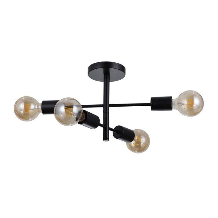 Lustra Italux Piansi, negru mat, 4XE27, D.40 cm