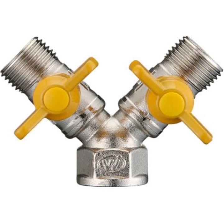 Dupla gázcsap, QttvbTna, sárgaréz, ezüst