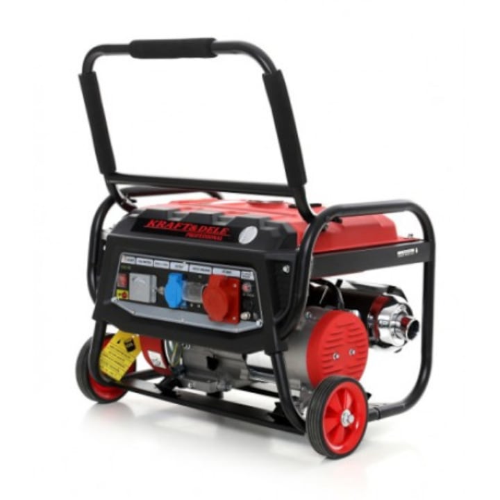 Генератор за ток KraftDele KD139, 3000 W, 12V, 230, 380V, Бензинов трифазен генератор ръчен старт 15L, 5.2 kW, 7к.с