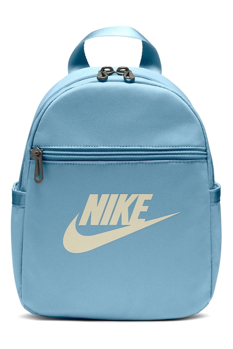 Nike, Rucsac mic cu imprimeu logo Futura - 6L, Alb fildes, Albastru lavanda
