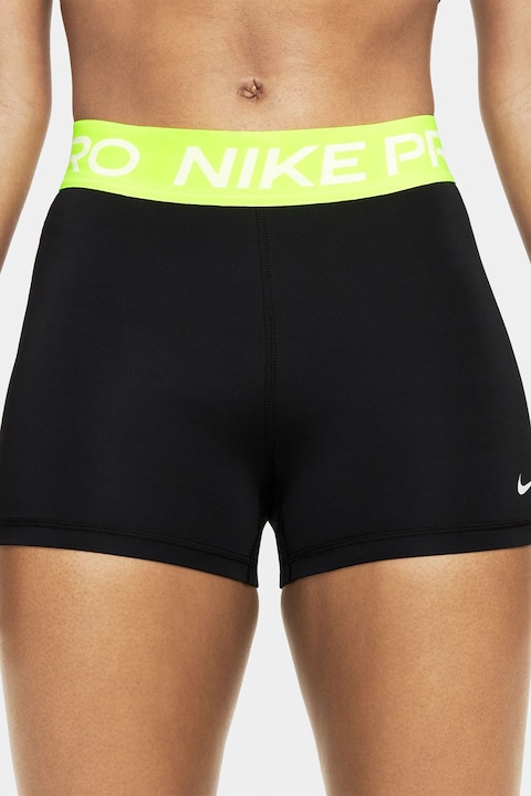 Nike, Къс фитнес клин 365 Dri-FIT с лого, Неоново жълто/Черен