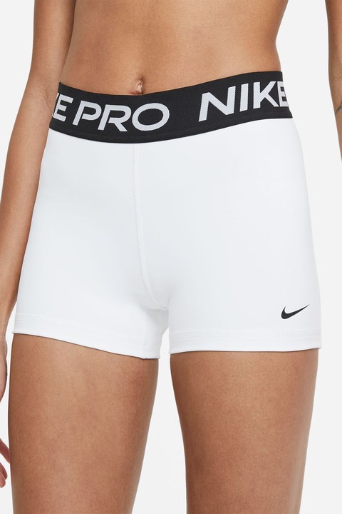 Nike, Къс фитнес клин 365 Dri-FIT с лого, Бял/Черен