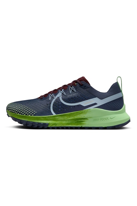 Nike, Pantofi din material textil pentru alergare pe teren accidentat React Pegasus 4, Verde/Bleumarin