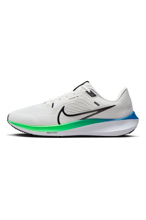 Nike, Pantofi pentru alergare Air Zoom Pegasus 40, Alb/Verde lime/Negru