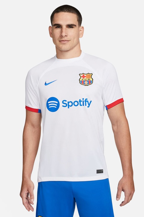 Nike, Tricou cu imprimeu pentru fotbal FCB, Alb/Albastru royal