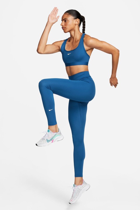 Nike, Фитнес клин One с Dri-fit и висока талия, Тъмносин