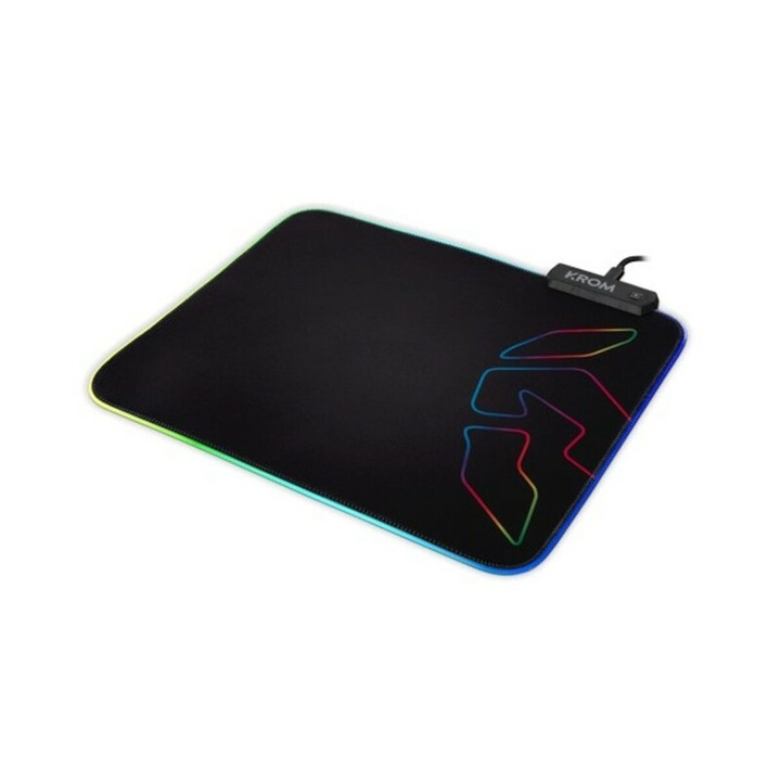 Mousepad, Crom, LED, RGB, 32 x 27 x 0,3 cm, Negru
