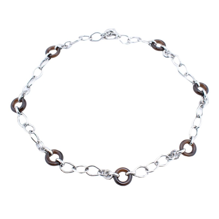 Colier dama, Viceroy, Argint, 45 cm, Argintiu/Maro