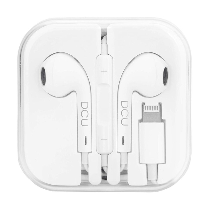 Слушалки с кабел, DCU Tecnologic, Lightning, White