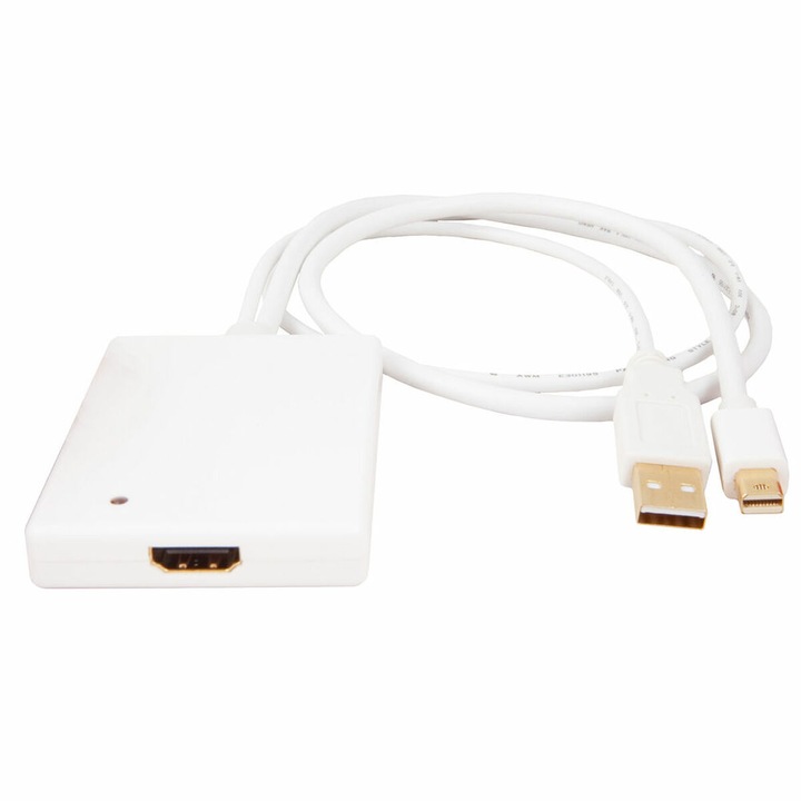 Urban Factory Mini DisplayPort към HDMI адаптер, 1080p, бял