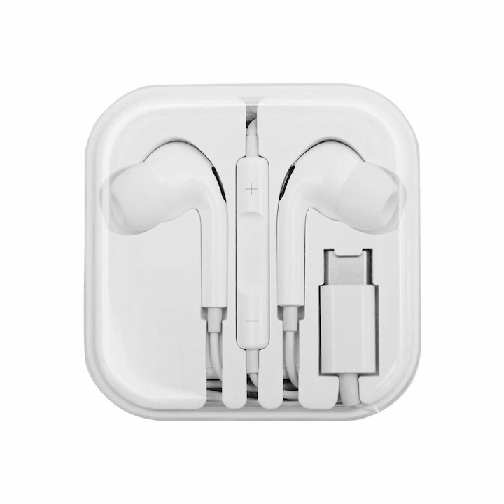 Слушалки с кабел, DCU, USB-C, бели