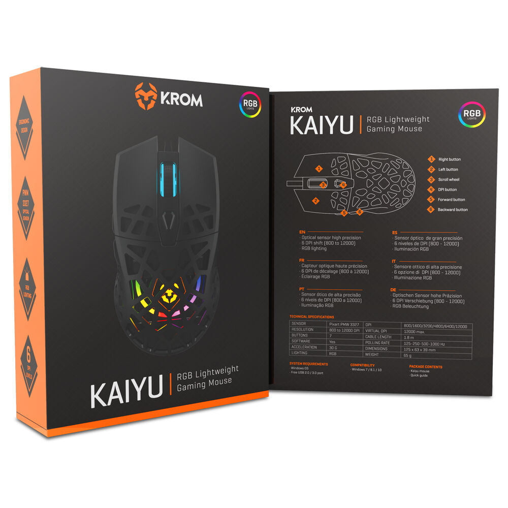 Mouse gaming, Krom, Kaiyu RGB, 1.8m, Negru - eMAG.ro