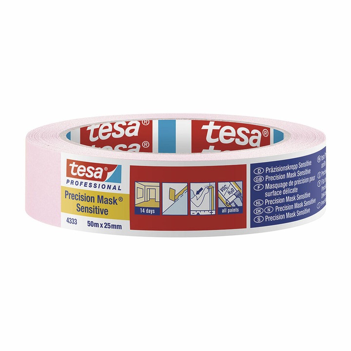 Tesa PRECISION SENSITIVE (04333-00018-02) Krepp szalag Präzisionskrepp® Világos rózsaszín (H x Sz) 50 m x 25 mm 1 db (04333-00018-02)